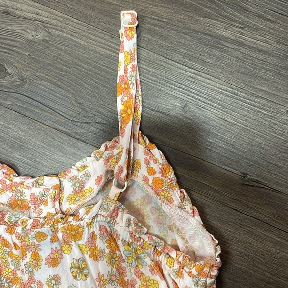 Girls Romper/Dress - Orange/Pink Flower - M (7/8) - Picture 5 of 5